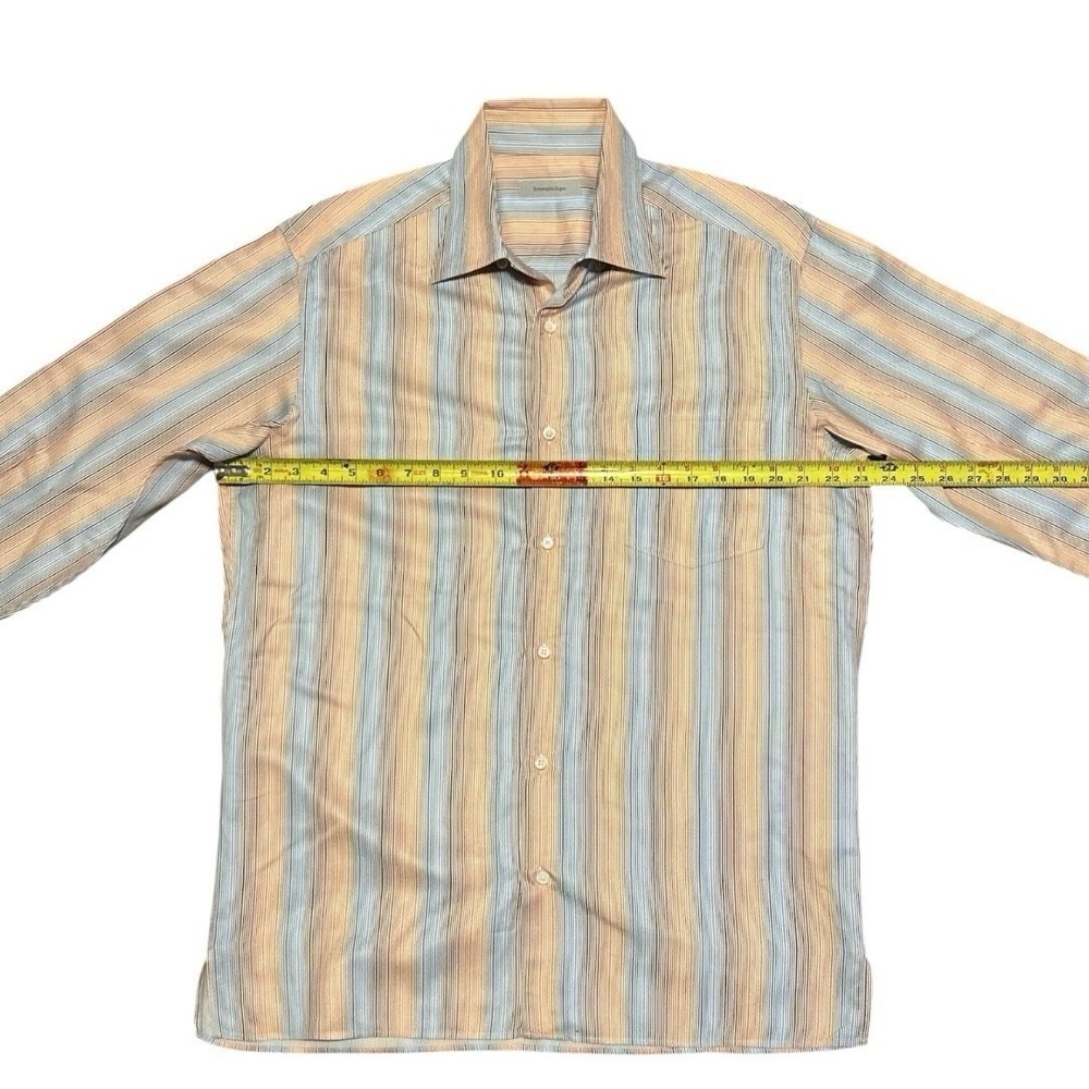 Ermenegildo Zegna Shirt Mens L Orange Stripe Long Sleeve Dress Button Up - Picture 4 of 7